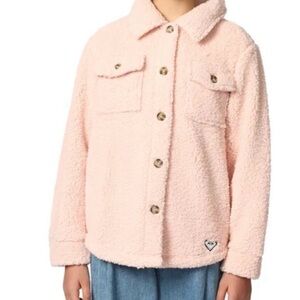 NWT Roxy Girl Pink Sherpa Button-Up Jacket